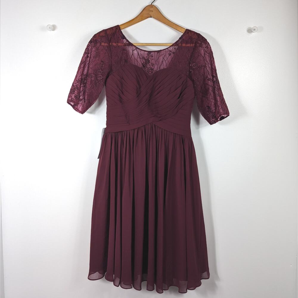 Azazie Dress Women's Size A4 Hattie Bridesmaid Cabernet Wedding
